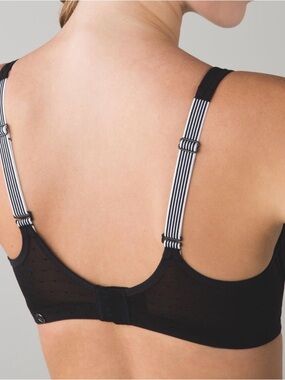 LULULEMON Athletica Wired Black Bra with Striped Adjustable Straps 36D $58